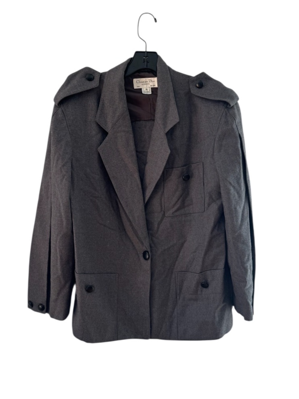 Vintage Christian Dior Blazer Jacket Military Flannel Wool Womens 6